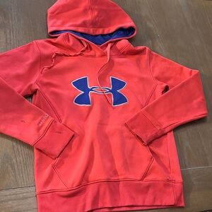 Under Armour Scarlet Hoodie with Navy Emblem